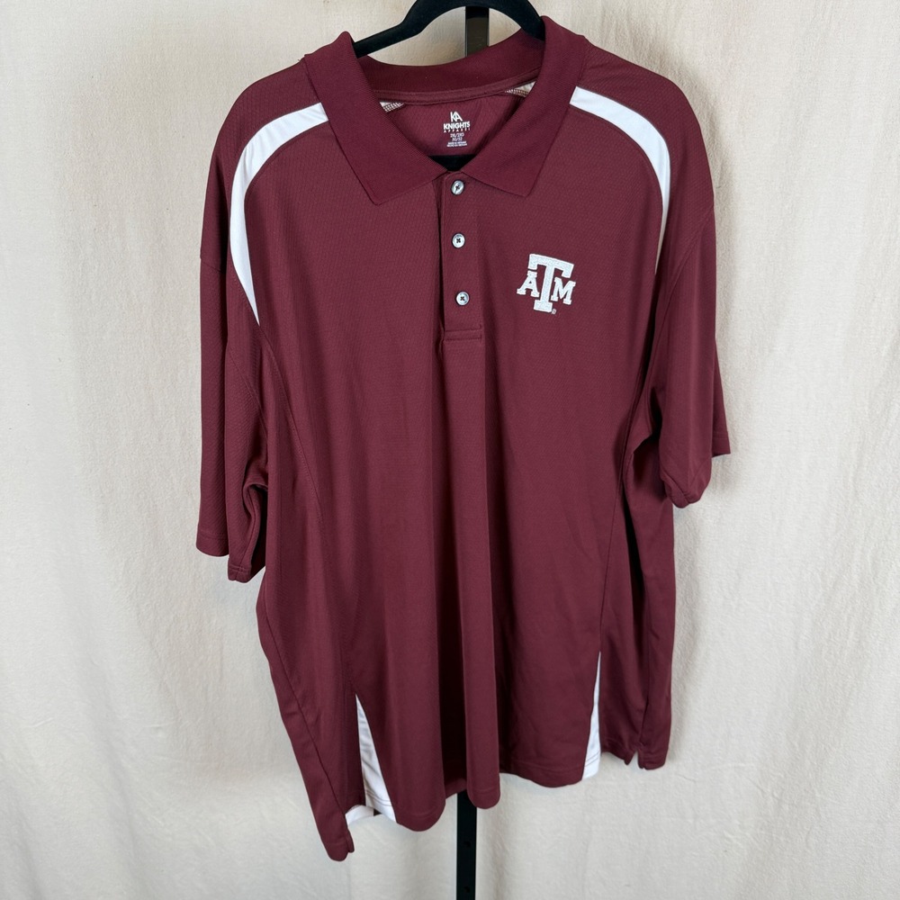 Knights Apparel Texas A&M Aggies Mens 2XL Maroon Performance Mesh Polo Shirt